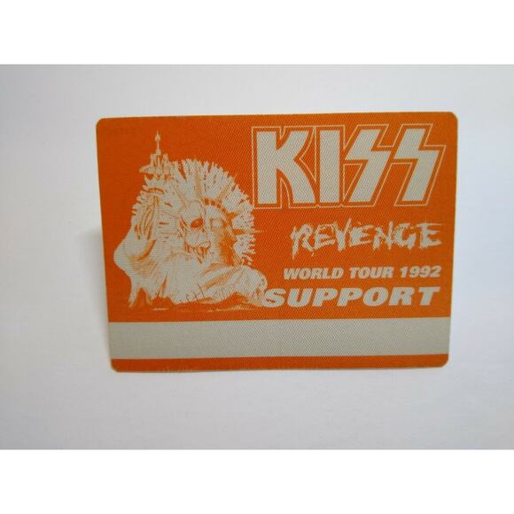 Kiss Revenge Backstage Pass Original Hard Rock Music Concert Tour Orange Skull - Picture 2 of 2
